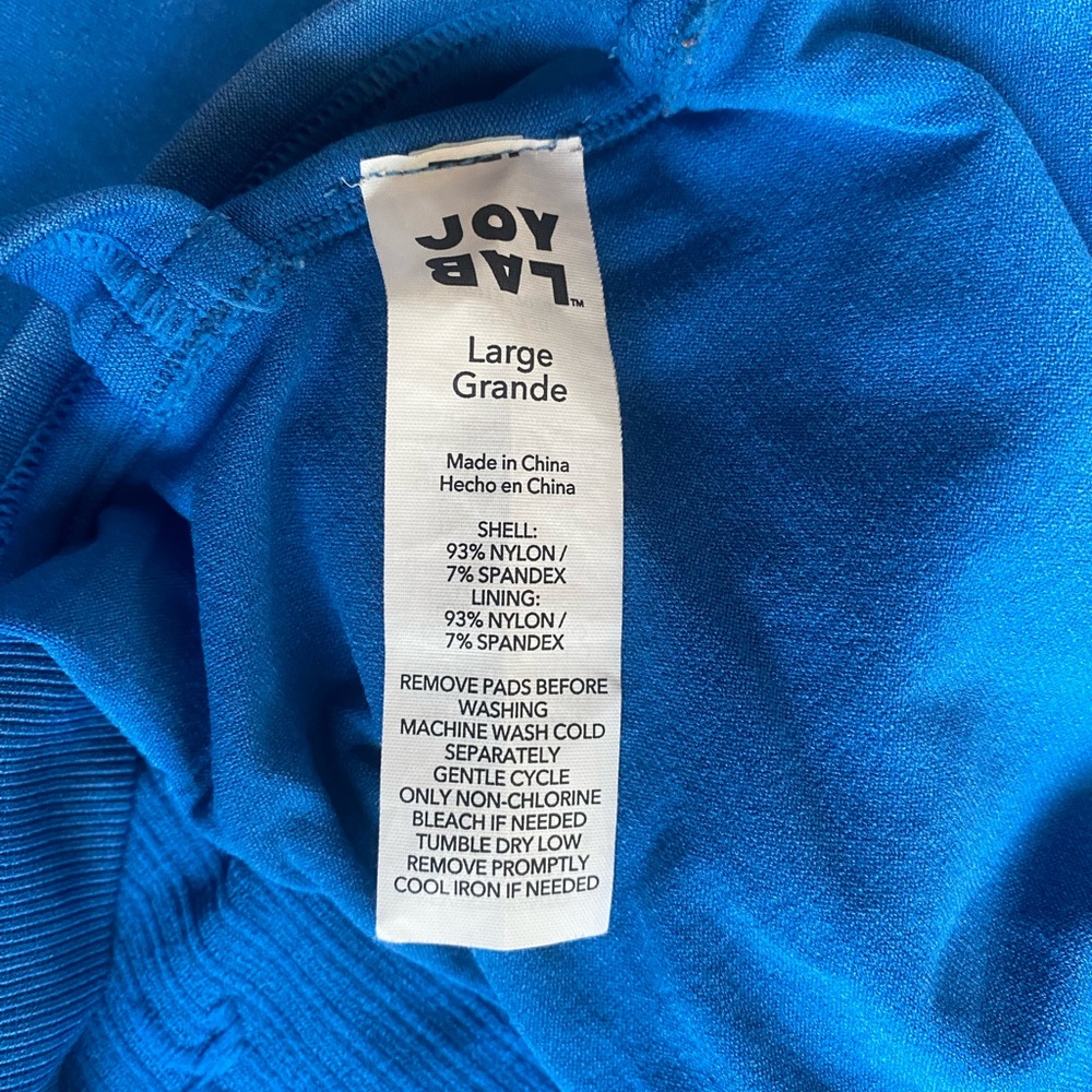 JoyLab Blue One Piece with Plunging V-Neck and Ribbed Texture - Picture 2 of 8